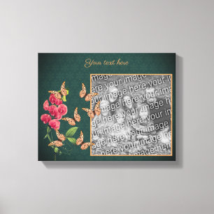 Create Your Own Photo Butterflies And Flower Frame Canvas Print