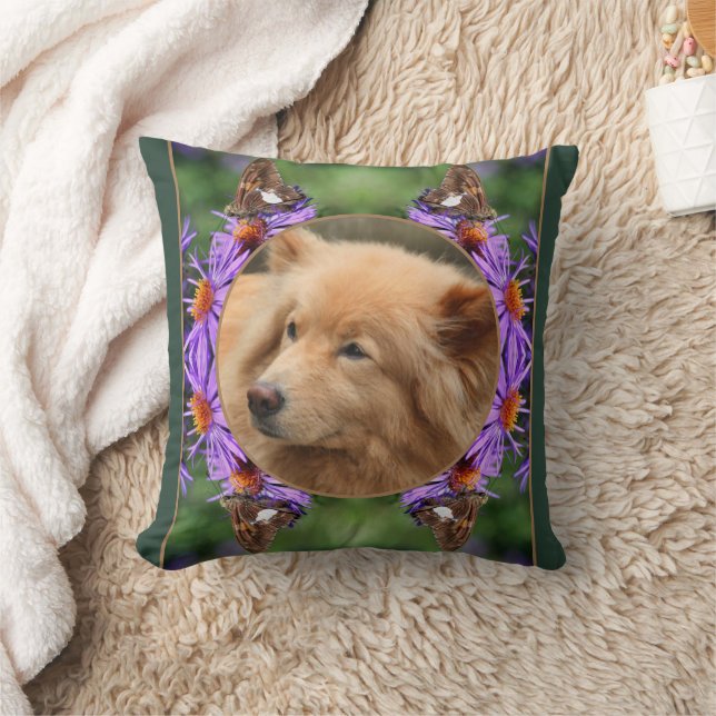 Create Your Own Photo Butterfly Aster Flower Frame Cushion (Blanket)