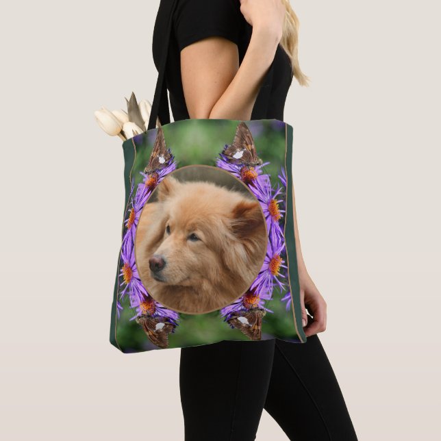 Create Your Own Photo Butterfly Aster Flower Frame Tote Bag (Close Up)