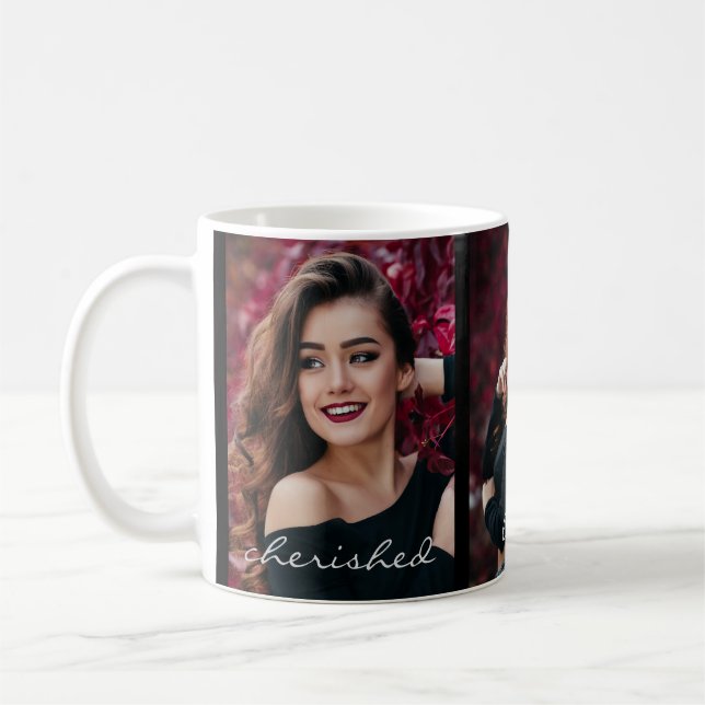 Create Your Own Photo Cherished Loved Blessed Coffee Mug (Left)