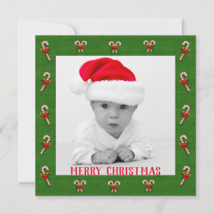 Create Your Own Photo Christmas Candy Cane Pattern Holiday Card