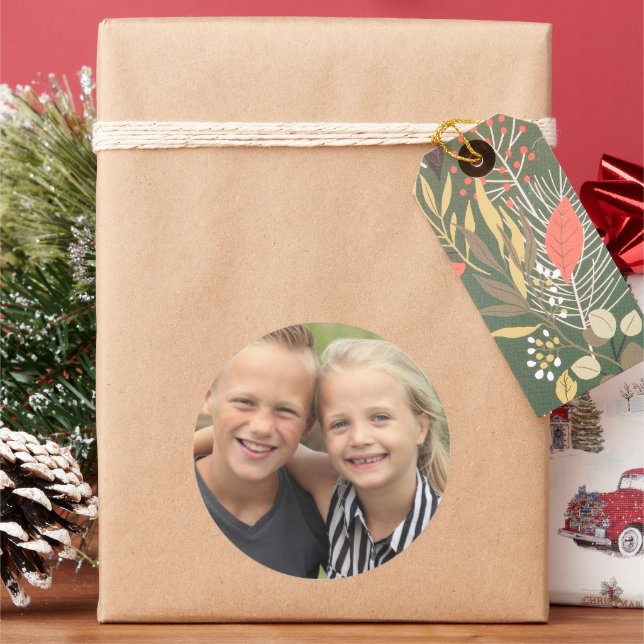 Create Your Own Photo  Classic Round Sticker (Holiday)