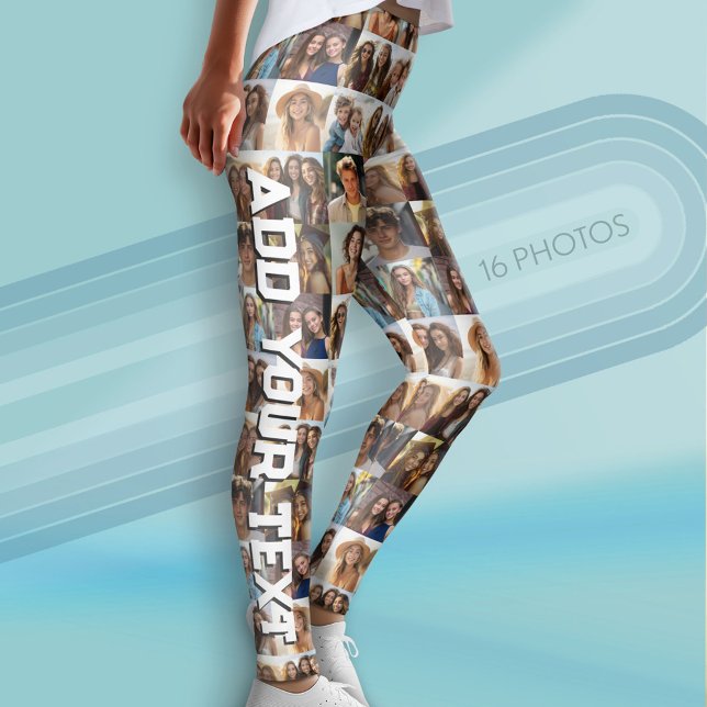 Create Your Own Photo Collage - 16 photos Leggings (Custom Leggings with Photos)