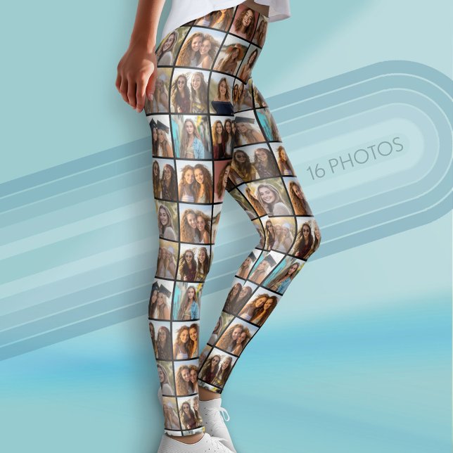Create Your Own Photo Collage - 16 photos Leggings (Custom Leggings with 16 photos)