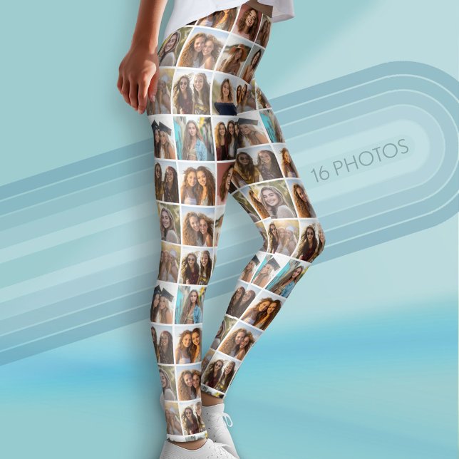 Create Your Own Photo Collage - 16 photos Leggings (Custom Leggings with 16 photos)
