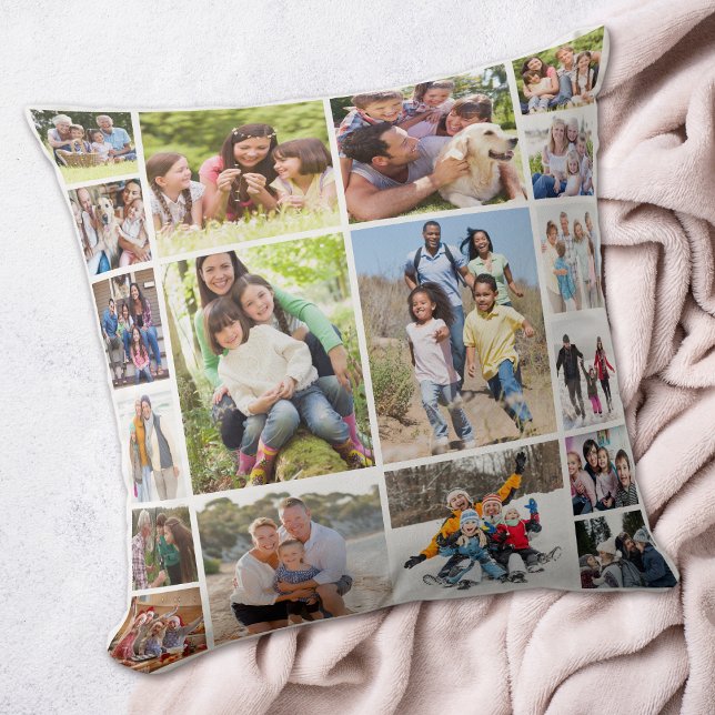 Create Your Own Photo Collage 18 Pictures White  Cushion (Creator Uploaded)