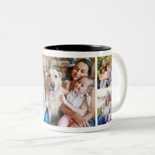 Create Your Own Photo Collage 5 Pictures White  Two-Tone Coffee Mug