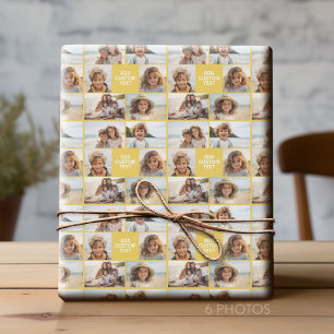 Create Your Own Photo Collage - 6 photos with Text Wrapping Paper
