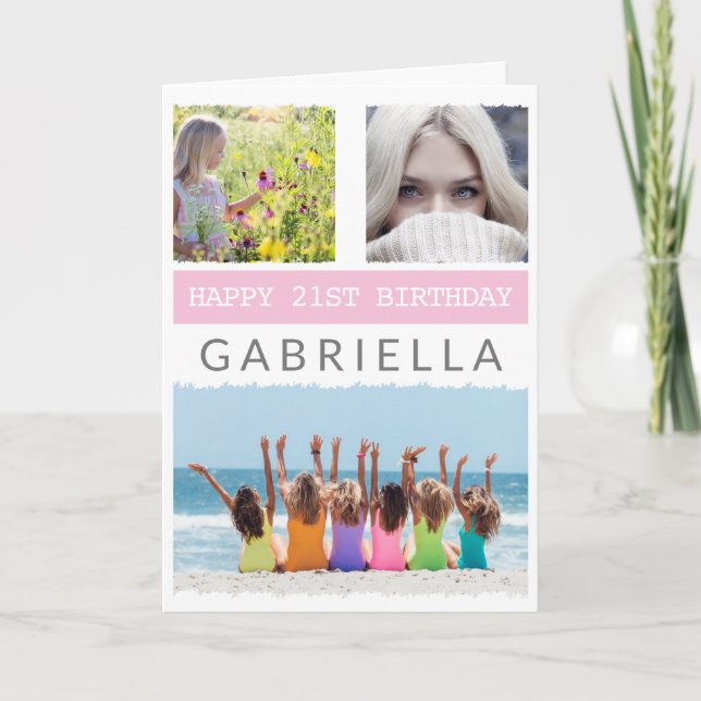 Create Your Own Photo Collage Any Age Birthday Card (Front)