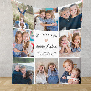 Create Your Own Photo Collage Auntie White Fleece Blanket
