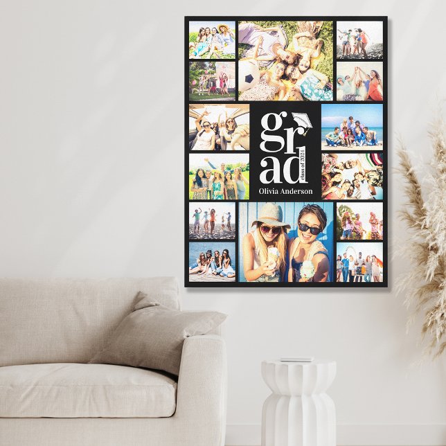 Create Your Own Photo Collage Graduate Black Canvas Print (Creator Uploaded)