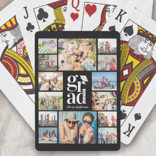 Create Your Own Photo Collage Graduate Black Playing Cards