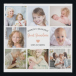 Create Your Own Photo Collage Great Grandma Modern Faux Canvas Print<br><div class="desc">Create your own 8-photo collage for your wonderful great-grandmother with this black and white modern faux canva print. It features the heartfelt message, "World's greatest Great Grandma" and a simple pink heart. Ideal for a birthday or Christmas gift, this faux canva can be personalised with pictures of favourite great-grandchildren, transforming...</div>