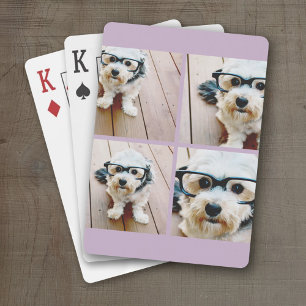 Create Your Own Photo Collage Lilac 4 Pictures Playing Cards