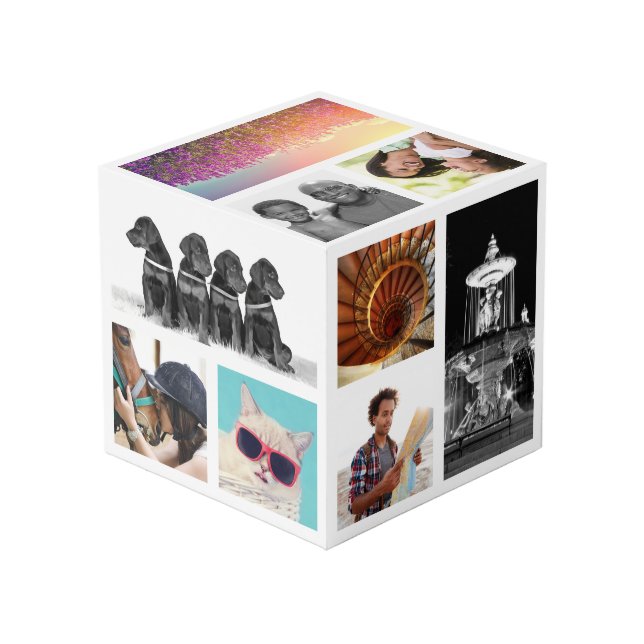 Create-Your-Own Photo Collage Memories Photo Cube (Back Angled)