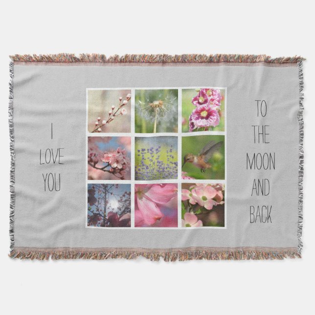 Create Your Own Photo Collage Moon and Back Throw Blanket (Front)