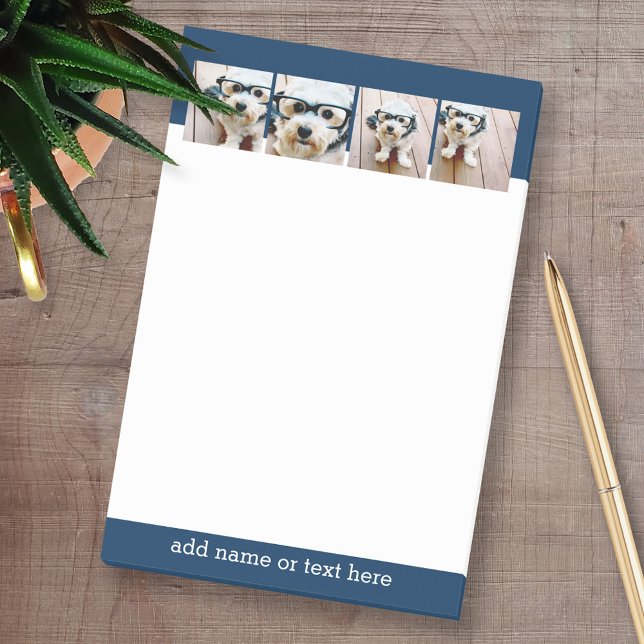 Create Your Own Photo Collage Navy 4 Pictures Post-it Notes (Custom Post-it Note Pads - Add your name and other text)