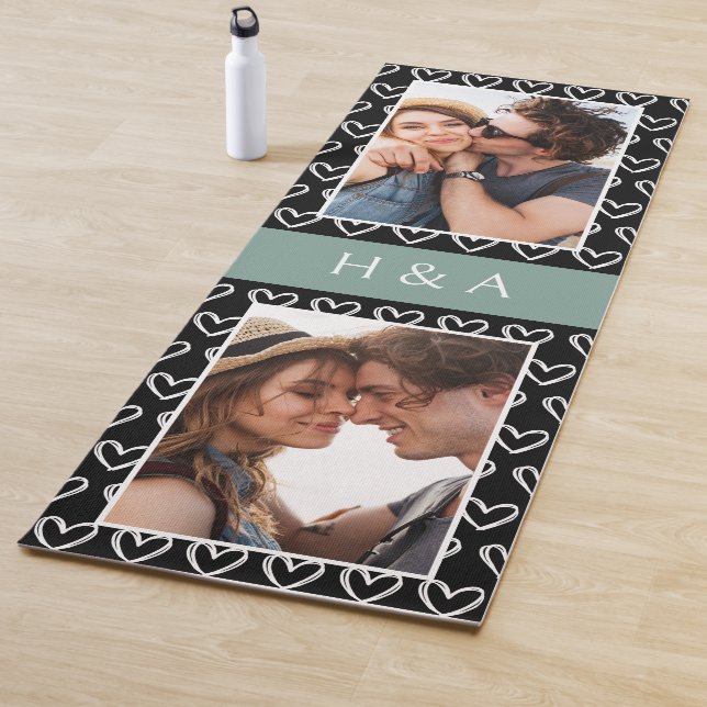 Create Your Own Photo Collage Sage Green Monogram  Yoga Mat (In Situ)