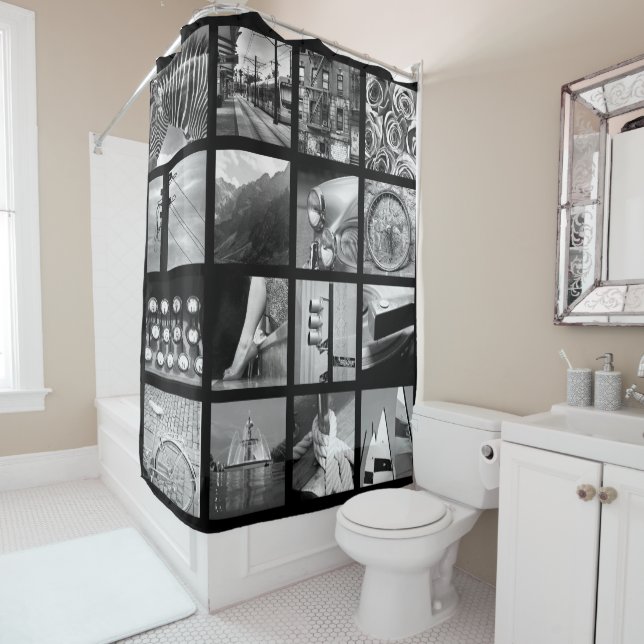 Create-Your-Own Photo Collage Shower Curtain (In Situ)