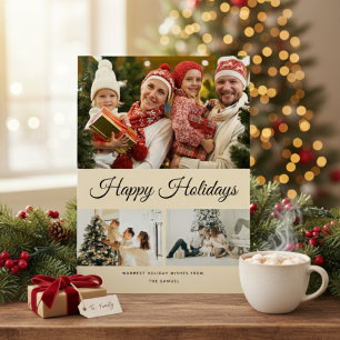 Create Your Own Photo Collage Yellow Background Holiday Card