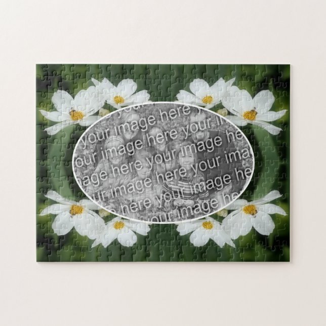 Create Your Own Photo Cosmos Flowers Bee Frame  Jigsaw Puzzle (Horizontal)