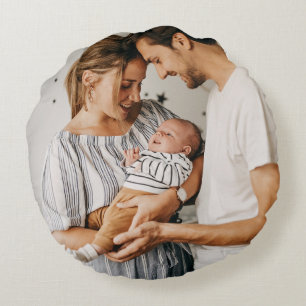 Create Your Own Photo Custom Pic Two Photo  Round Cushion