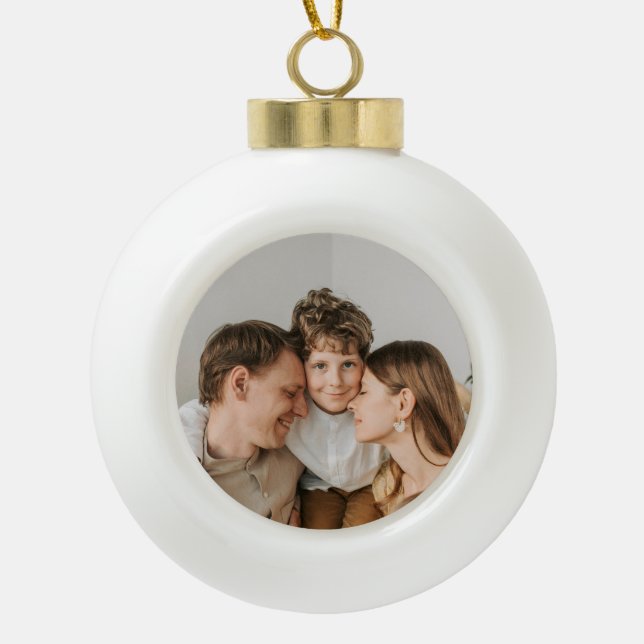 Create Your Own Photo Custom Picture DIY  Ceramic Ball Christmas Ornament (Front)