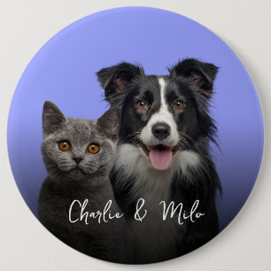 Create your own photo dogs cats & name 4buttons 6 cm round badge