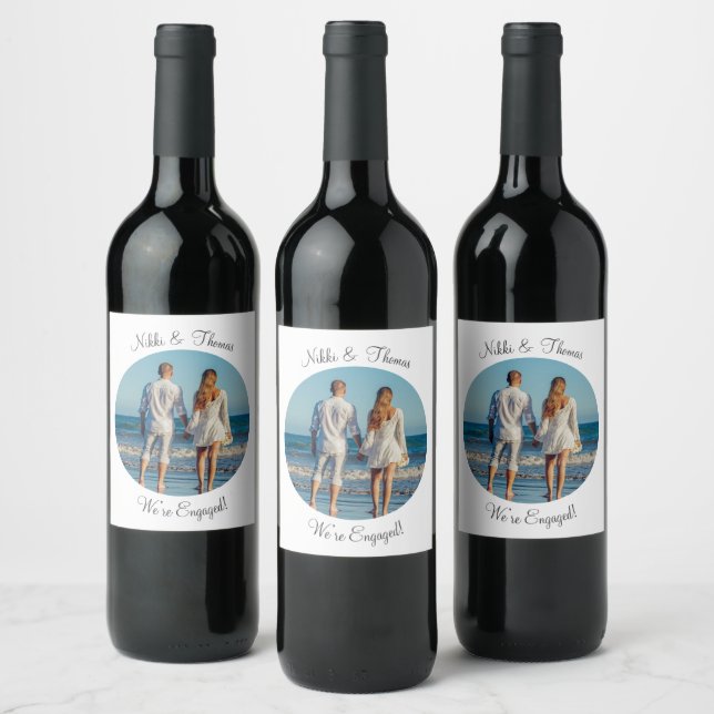 Create Your Own Photo Engagement Name Couple Wine Label (Bottles)