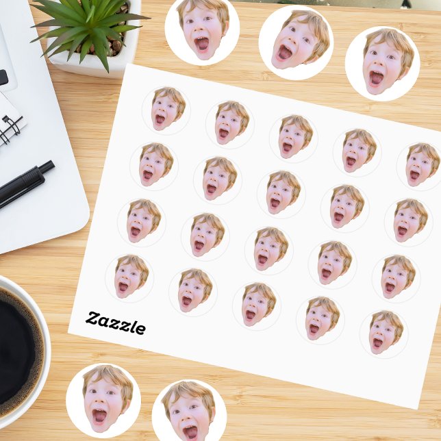 Create Your Own Photo Face Classic Round Sticker (Creator Uploaded)