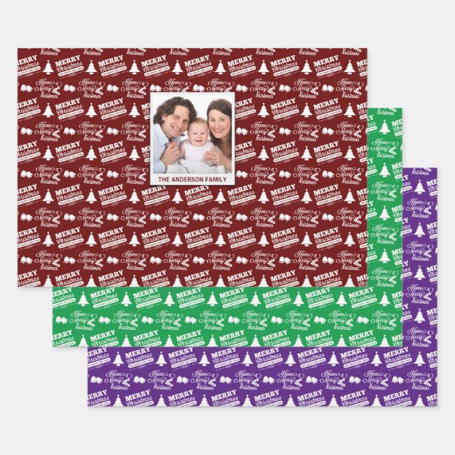 Create Your Own Photo Family Christmas Wrapping Paper Sheet (Set)