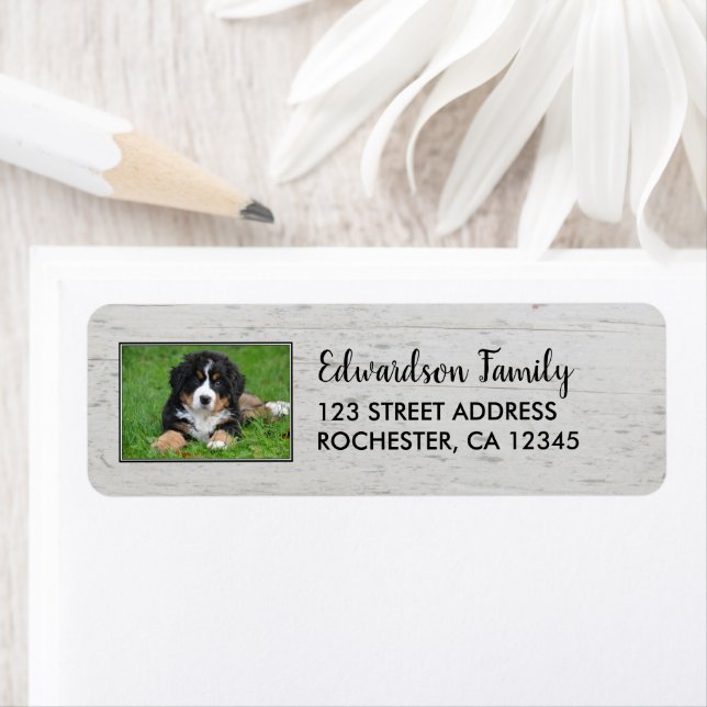 Create your own photo family wood return address (Insitu)