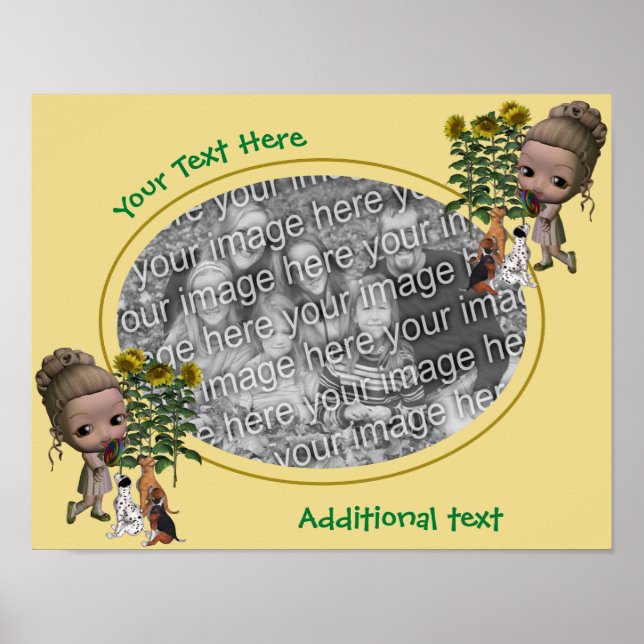 Create Your Own Photo Girl And Puppies Border Poster (Front)