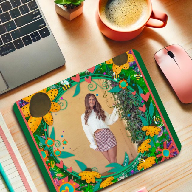 Create Your Own Photo Girly Floral Heart Elegant   Mouse Mat (Creator Uploaded)
