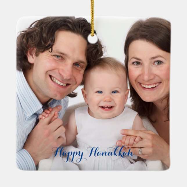 Create Your Own Photo Hanukkah Ceramic Ornament (Back)
