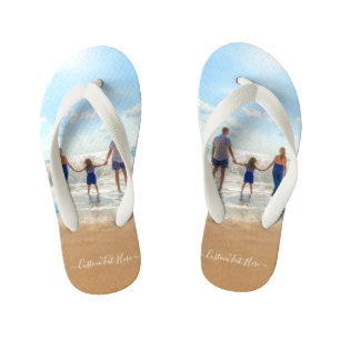 Create Your Own Photo Kid's Flip Flops Custom Text