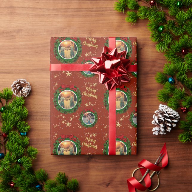 Create your own photo Merry Christmas script Wrapping Paper (Holiday Gift)