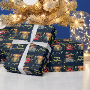 Create your own photo Merry Christmas script Wrapping Paper
