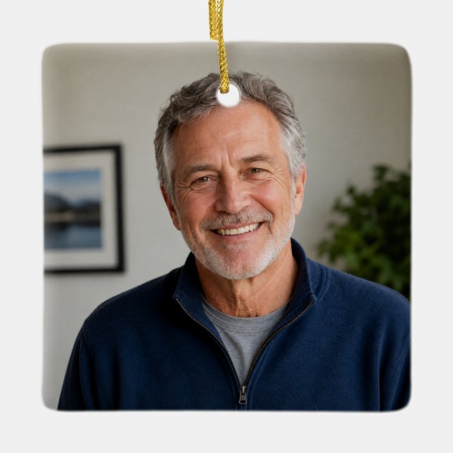 Create Your Own Photo on Front - Text on Back Ceramic Ornament (Front)