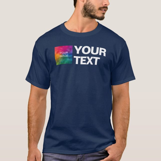 Create Your Own Photo Or Logo Text Mens Modern T-Shirt (Front)