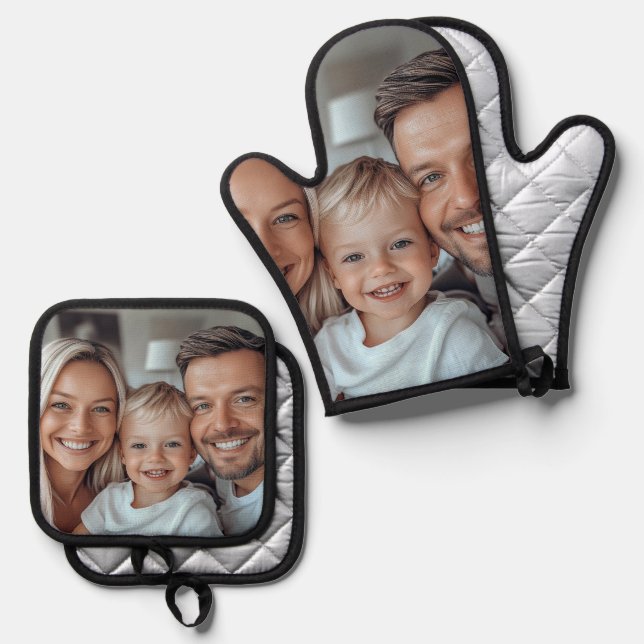 Create Your Own Photo Oven Mitt & Pot Holder Set (Front/Back)