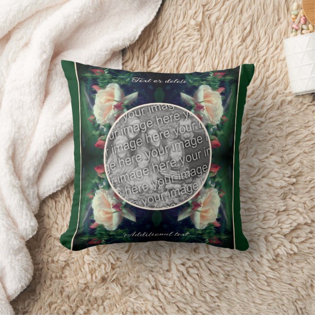 Create Your Own Photo Peach Rose And Buds Frame  Cushion (Blanket)