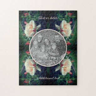 Create Your Own Photo Peach Rose And Buds Frame  Jigsaw Puzzle