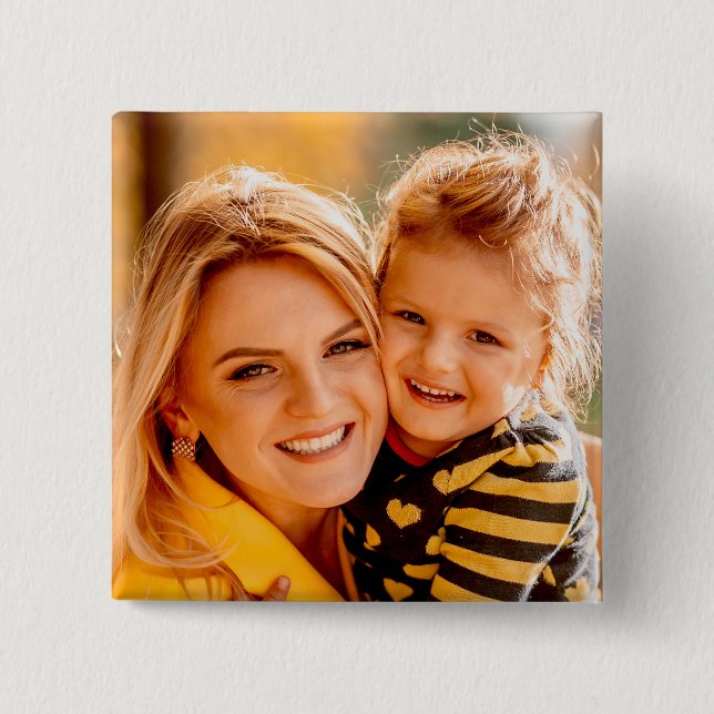 Create Your Own Photo Personalised Custom  15 Cm Square Badge (Front)