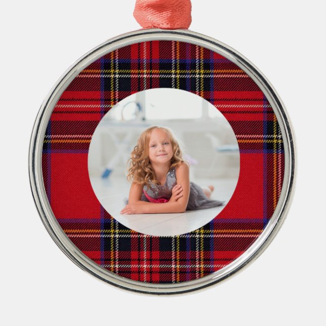 Create Your Own Photo  | Royal Stewart Tartan Metal Tree Decoration (Front)