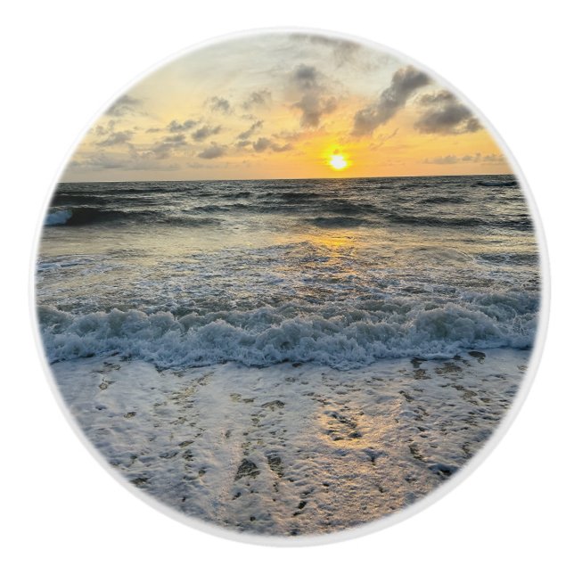 Create Your Own Photo Simple beach sunrise Ceramic Knob (Front)