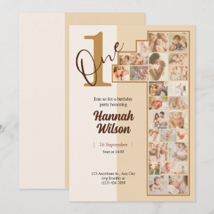 Create Your Own Photo Simple Minimal Baby Beige Invitation