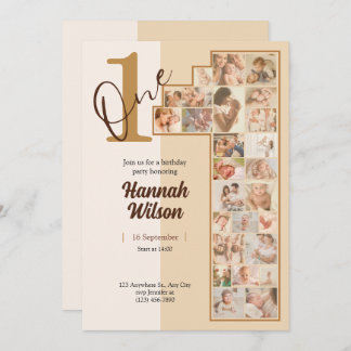 Create Your Own Photo Simple Minimal Baby Beige Invitation