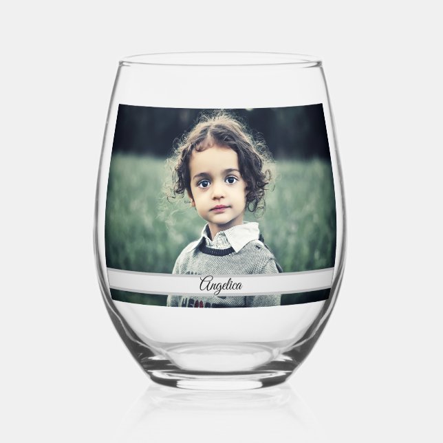 Create Your Own Photo Stemless Wine Glass (Front)