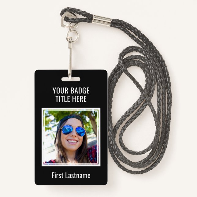 Create Your Own Photo & Text badge ID Badge (Front with Lanyard)